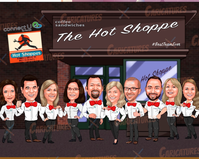 Custom Group Caricature, Group Cartoon, Business Caricature, Company ...