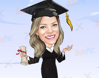 Personalised Graduation Gift for Her College High School - Custom Caricature from Photo