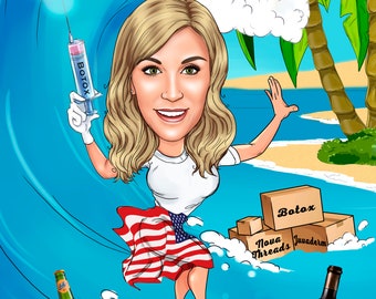 Esthetician Gift - Custom Cartoon Portrait from Photo, esthetician gifts