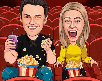 Movie Lover Gifts - Custom Cartoon Portrait from Photo, cinema lover gifts, film lover gift