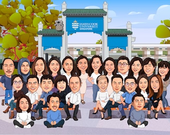 Work Team Gifts - Custom group cartoon portrait, Gift for coworkers, office team gifts, employees team gifts