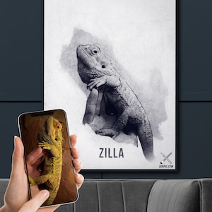 Custom Lizard Owner Gift - Custom Pet Portrait, Pet Memorial gift