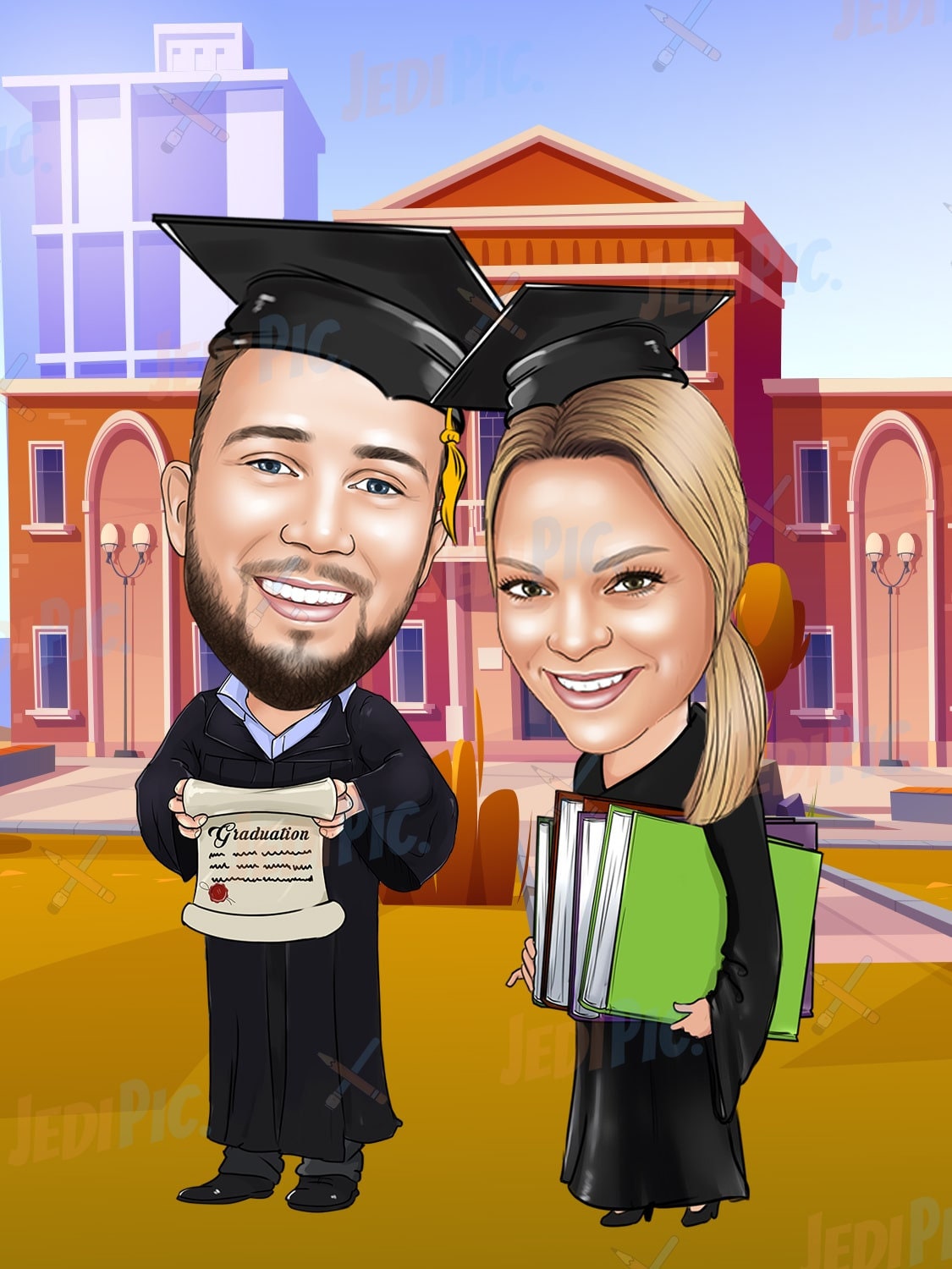 Phd Graduation Gift - Custom Caricature From Photo, Phd Graduation Gift