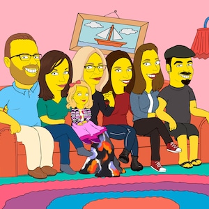 SIMPSONS PORTRAIT sur le canapé / simpsons portrait de famille / transformer la photo en Simpson / Simpsons entraîneur portrait de dessin animé