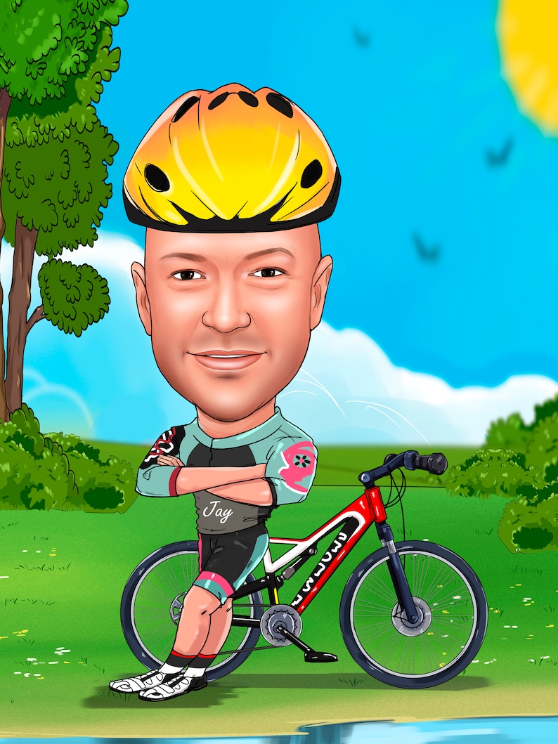 Cyclist Gift Portrait Gift for Cyclist Cycling Gifts Etsy