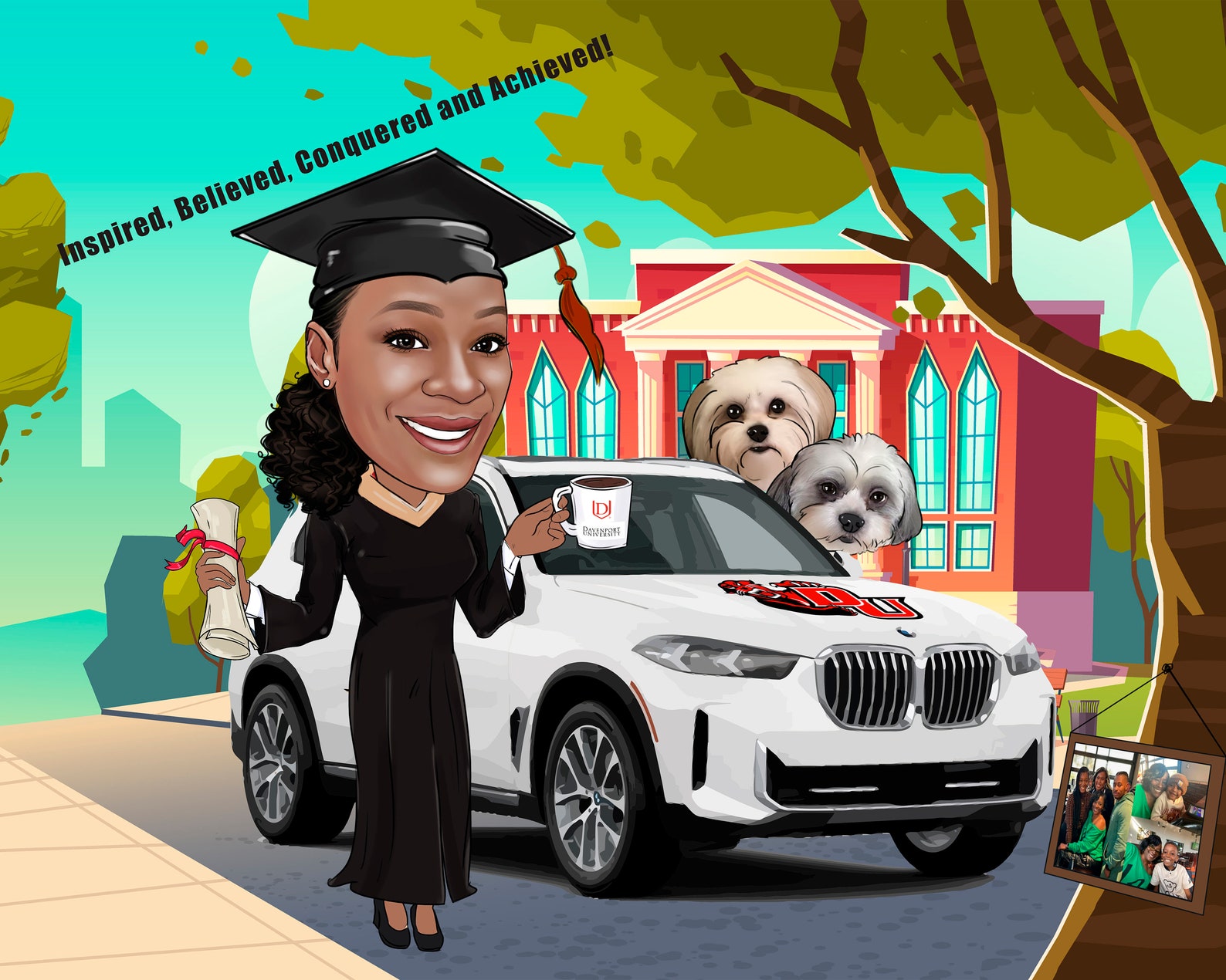 Phd Graduation Gift - Custom Caricature From Photo, Phd Graduation Gift