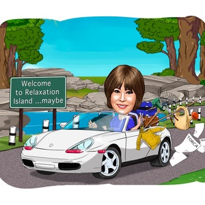 Carte de départ imprimable pour collègue ou patron, cadeau d'adieu personnalisé pour collègue, cadeau de départ amusant, caricature à partir d'une photo