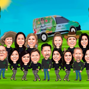 Business Caricature / coworker caricature / group cartoon / company gifts / custom group drawing
