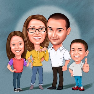 Regalo personalizado de caricatura familiar para papá: retrato personalizado (archivo digital)