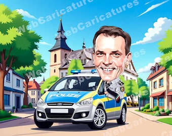 Police Retirement Gift Caricature from photo, police retirement, police officer retirement gift