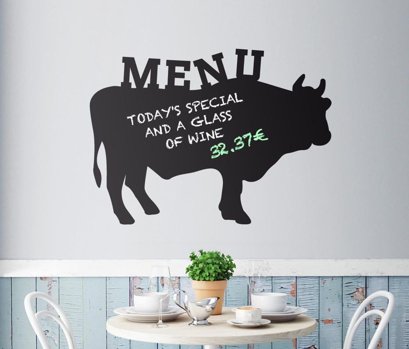 100x60cm Chalkboard COW BEEF Blackboard Decor Mural Decals Etsy