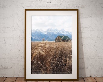 Grand Teton Wall Decor, Mormon Row, Jackson Wyoming, Home Decor Art Print