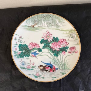 Vintage Japanese Porcelain Plate 7.5&quot; Diameter Birds & Flowers