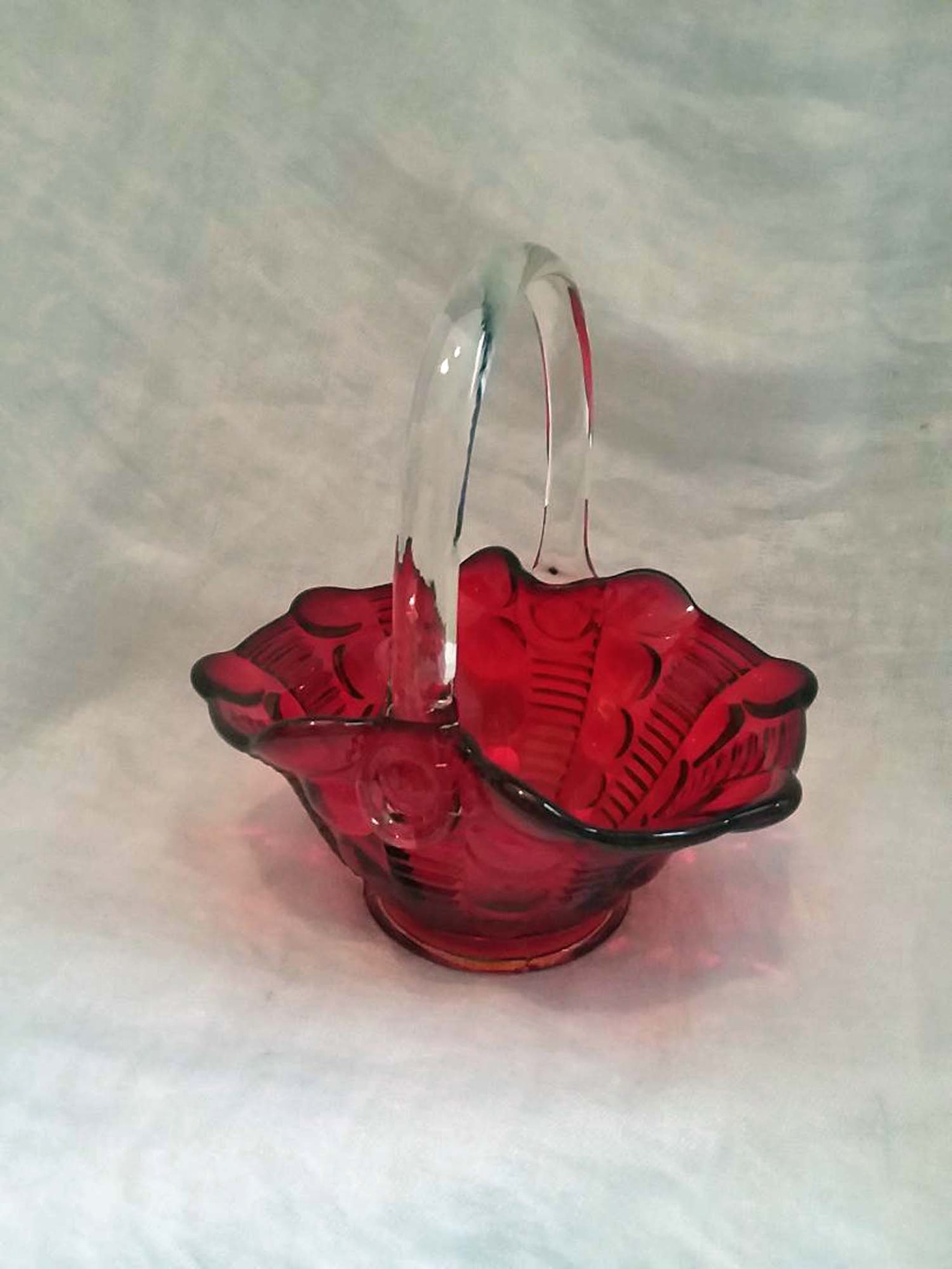 Vintage Tiara Indiana Glass Ruby Red Dewdrop Glass Basket Etsy