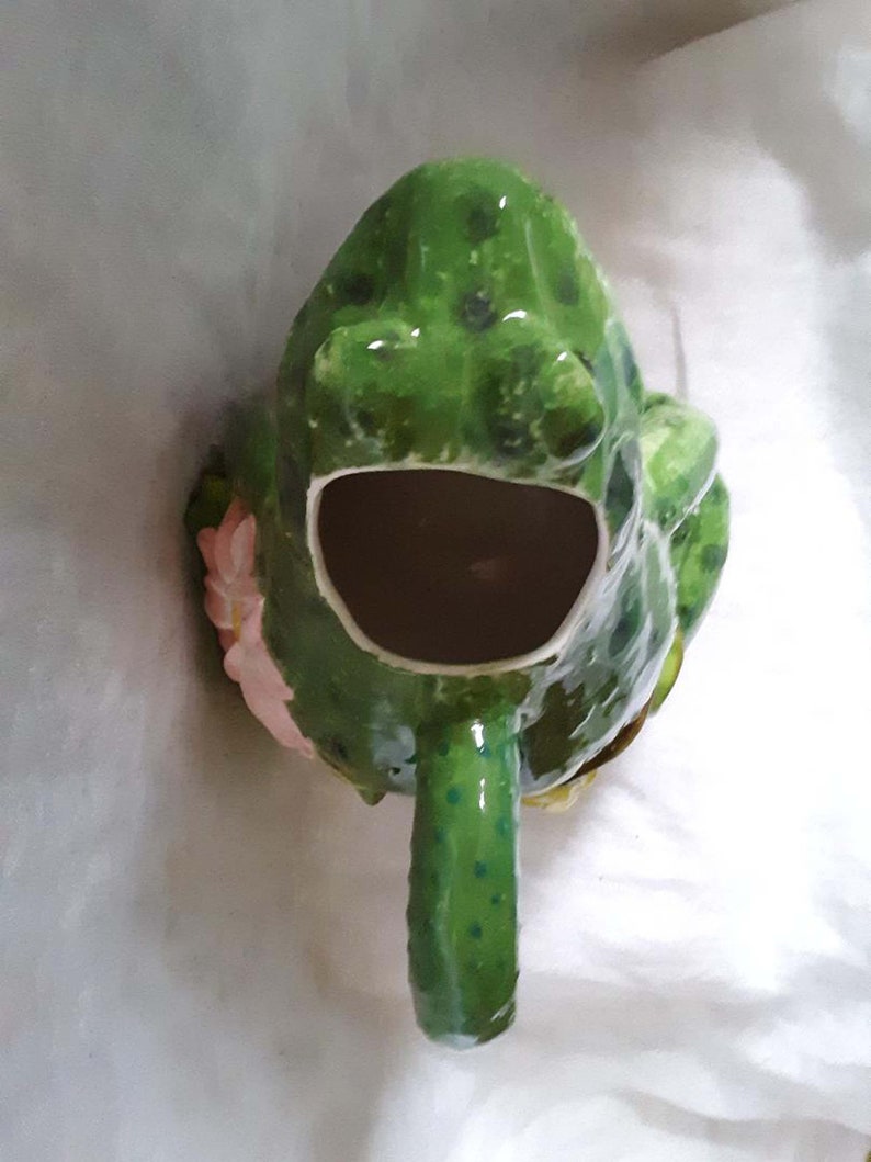 Vintage Frog Pitcher Ceramic Green Pink White by Willfred a | Etsy