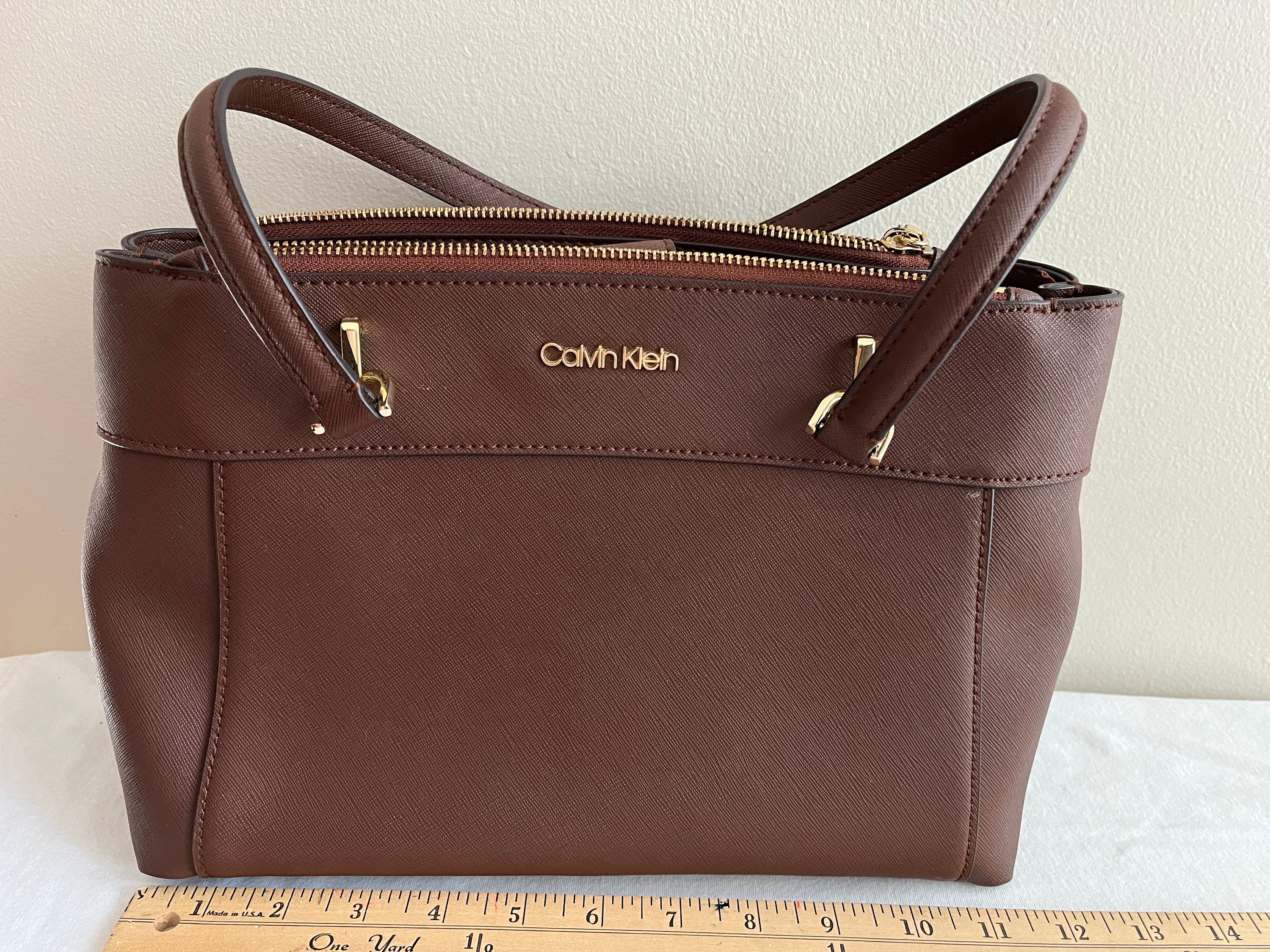 Vulkaan Idool Caius Vintage Calvin Klein Brown Leather Handbag - Etsy