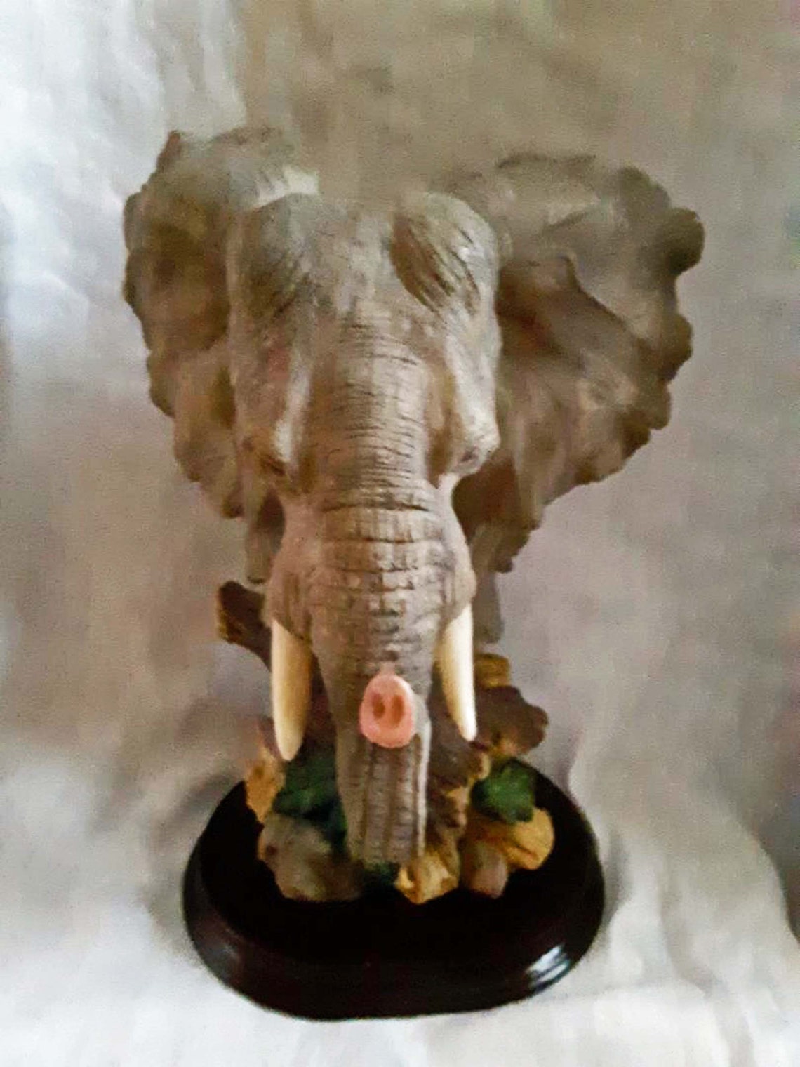 Vintage Resin Elephant Statue 9.25 Inches Tall Including Wood Etsy