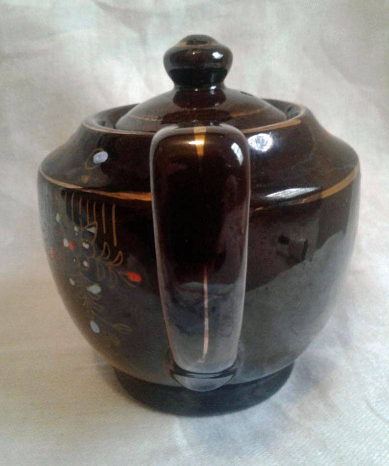 Vintage Japan Red Ware Teapot Brown Betty Teapot Moriage Etsy