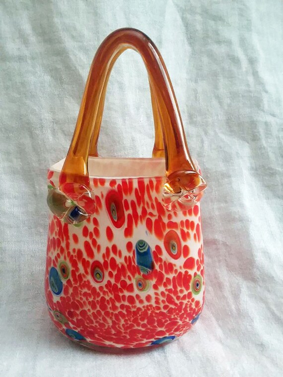 Vintage Murano Purse Art Glass Purse Art Glass Vase Hand Etsy