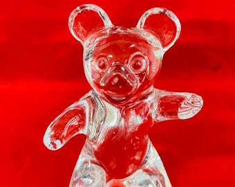 Vintage Daum France Crystal Glass Teddy Bear Paperweight/figurine