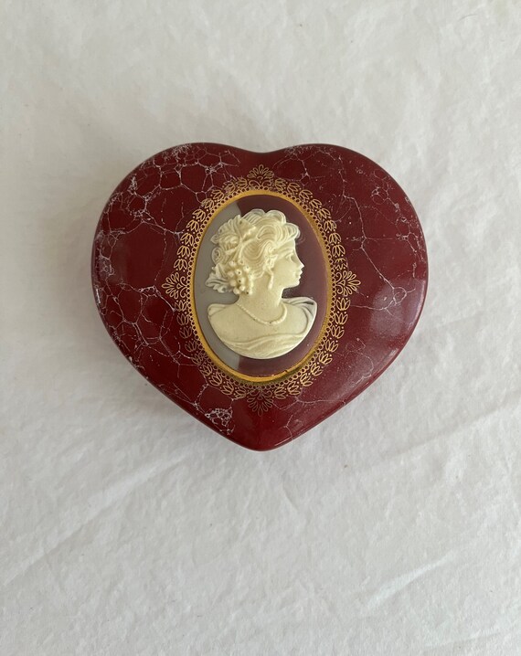 Vintage Mount Clemens Ceramic Heart Box with Faux 