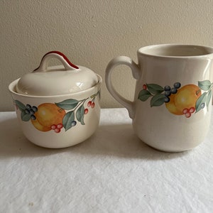Vintage Corelle Stoneware Coordinates Sugar Bowl and Creamer
