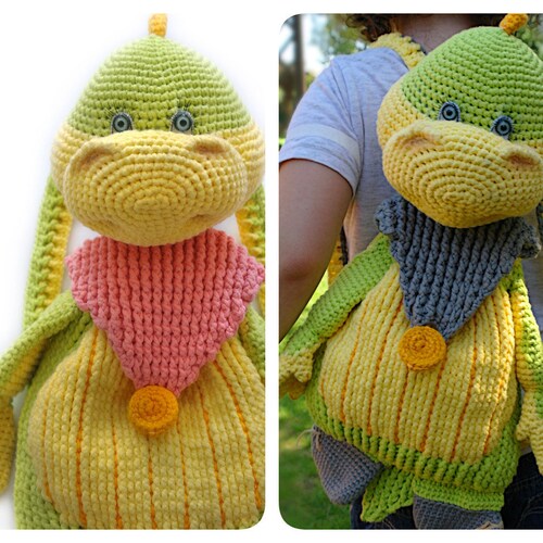crochet dinosaur backpack