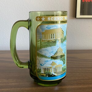beer mug Washington DC souvenir green glass
