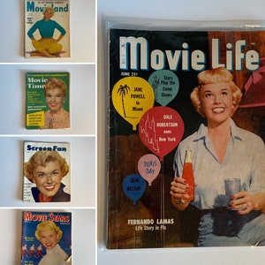 5 Doris Day movie magazines | vintage mid century film stars