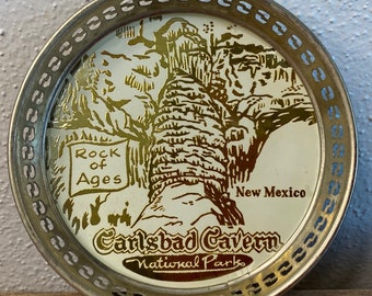 Carlsbad Caverns souvenir coaster | vintage trinket tray change holder