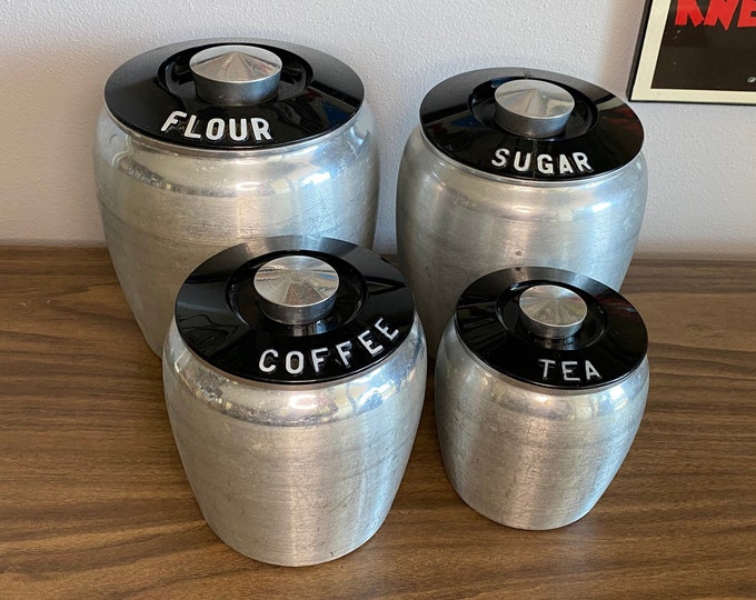 Kromex Aluminum Canister Set With Lids Silver Vintage Mid Century 70's