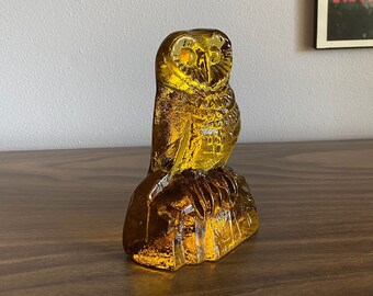 amber Blenko glass owl | shelf decor