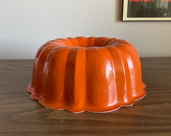 poêle Bundt vintage | Moule à gâteau tube cannelé orange antiadhésif