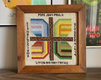 needlepoint Pope John Paul II 1979 Des Moines Iowa Living History Farms