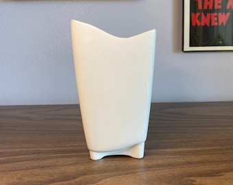 white USA flower vase | modern asymmetrical | vintage mid century