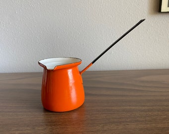 émaillée Cafetière turque orange | cezve ibrik petit pot avec bec verseur