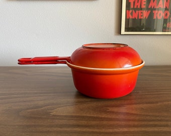 Descoware enamelware sauce pot | ombre red orange vintage mid century | Belgium