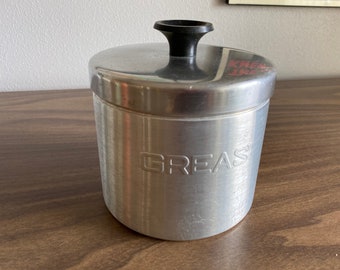 aluminum grease canister vintage mid century