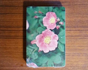 Pink flower playing cards |  art project vintage deck unopened