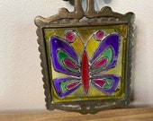 wrought iron butterfly trivet 70 39 s stained glass hanging wall decor