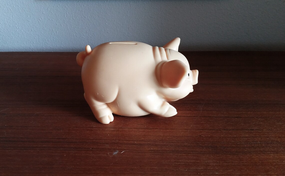 Plastic Piggy Bank With Stopper Mid Century Cute Pig West Etsy
