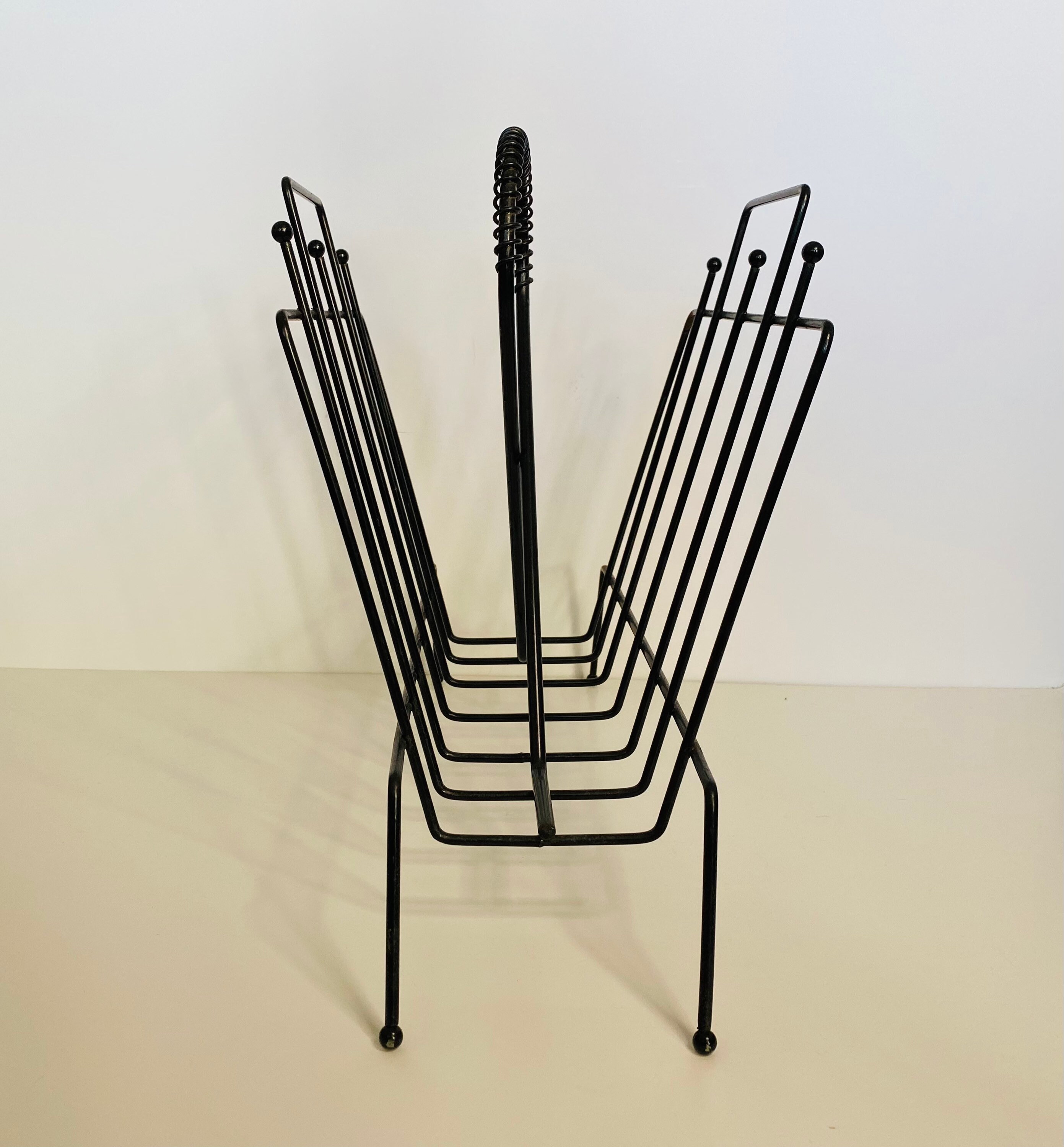 Black Wire Magazine Rack | Atomic Mid Century | Loop Handle | Newspaper ...