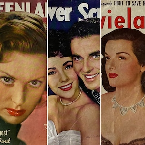 Liz Taylor Montgomery Clift Silver Screen August 1951 | Jane Russell Movieland May 1952 | Maureen O&#39;Hara Screenland August 1949 | magazine