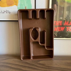70&#39;s Rubbermaid silverware holder | brown kitchen flatware storage