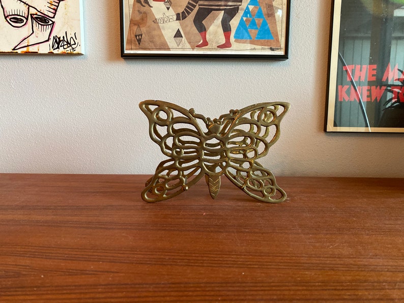 mid century Brass butterfly napkin letter holder