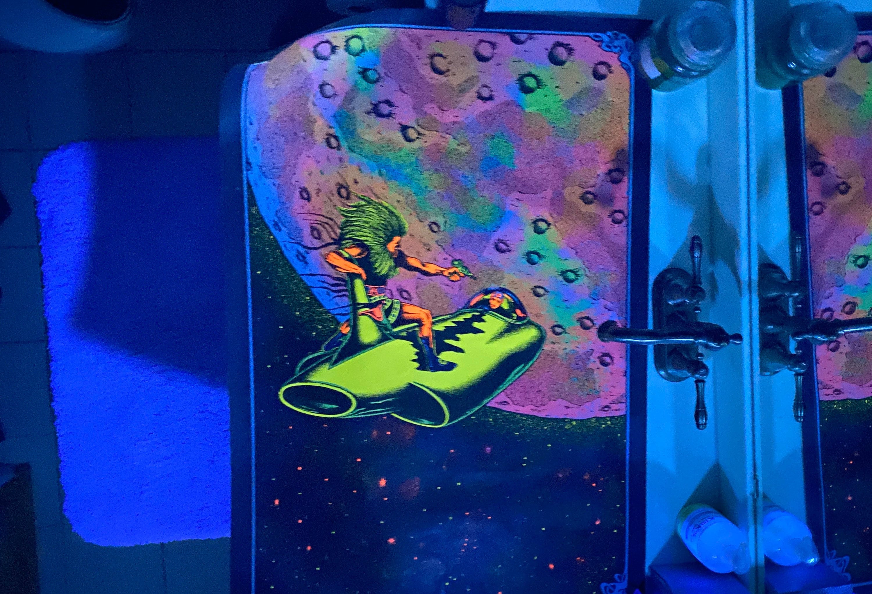 ZAP Saladin Productions 1971 Poster Black Light Man on Space Ship