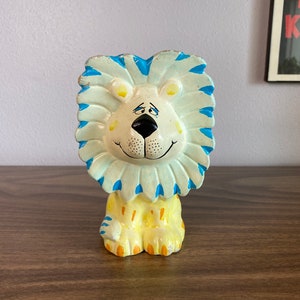 70&#39;s lion coin bank | vintage ceramic piggy bank