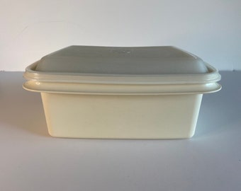 1980s Tupperware Freeze N Save Container Half Gallon Ice Cream Keeper  Almond Base Freezer Food Meat Storage Container Craft Storage 