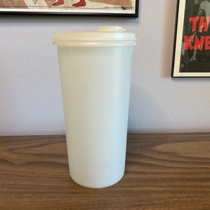 clear tall Tupperware container 261 with lid and pour spout | covered vintage 70&#39;s plastic kitchen storage