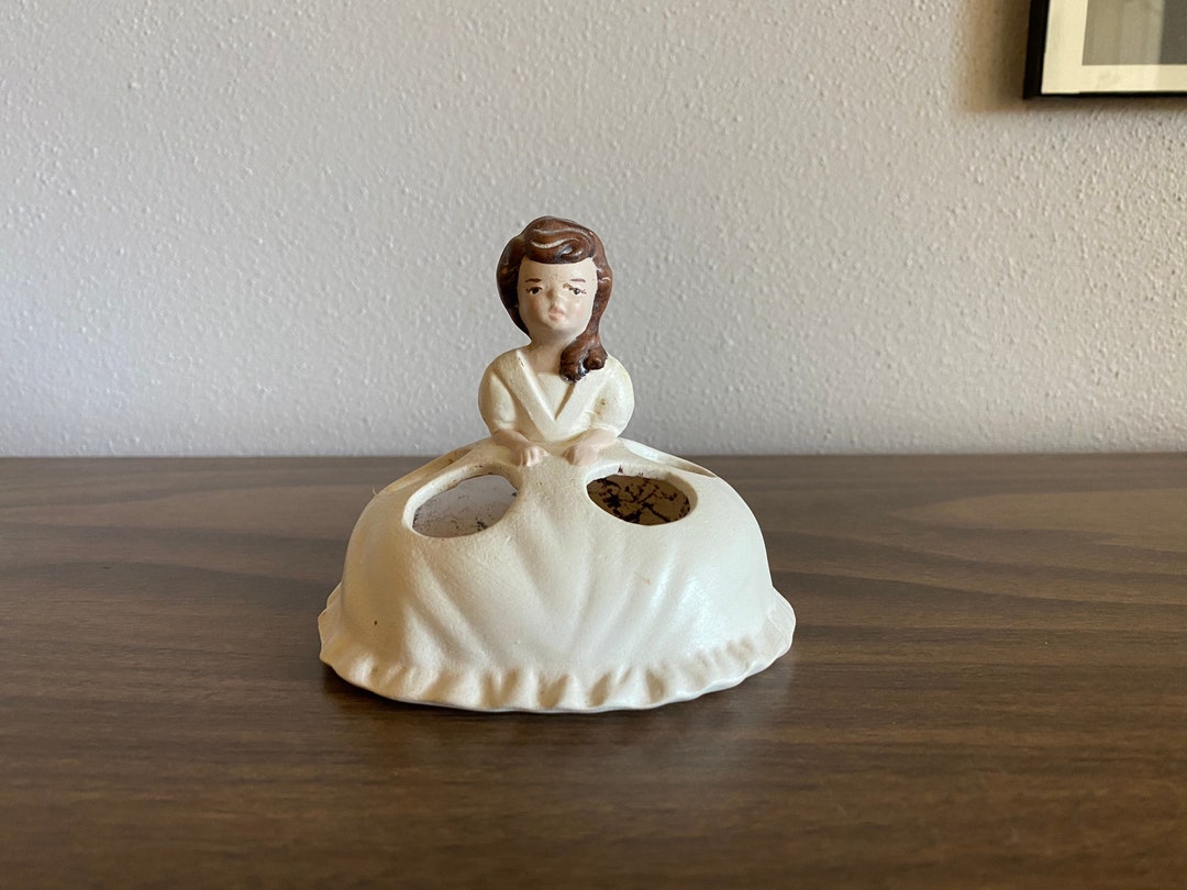 Vintage Ceramic Lipstick Holder Girl in Dress Wedding Bride Gift Etsy